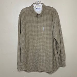 COLUMBIA Shirt Tan Button Front Relaxed Fit Outdoor Active Wear Large